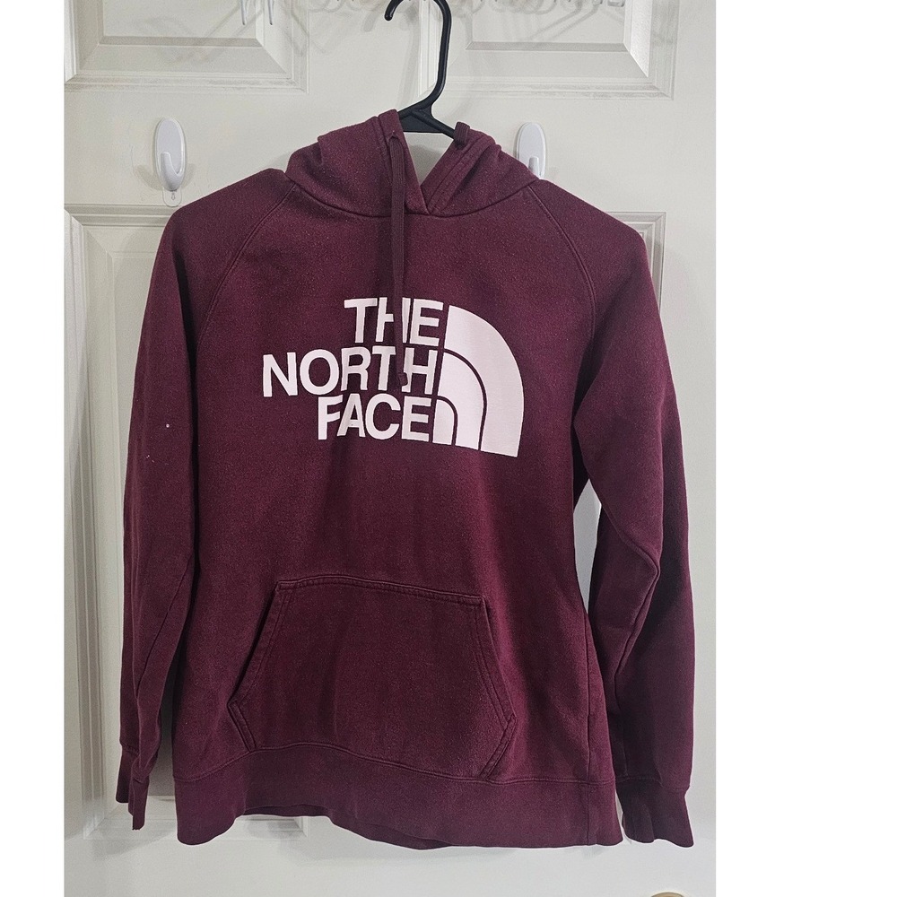 The North Face Womens Hoodie Maroon Burgundy Logo Pullover Sweatshirt Size S